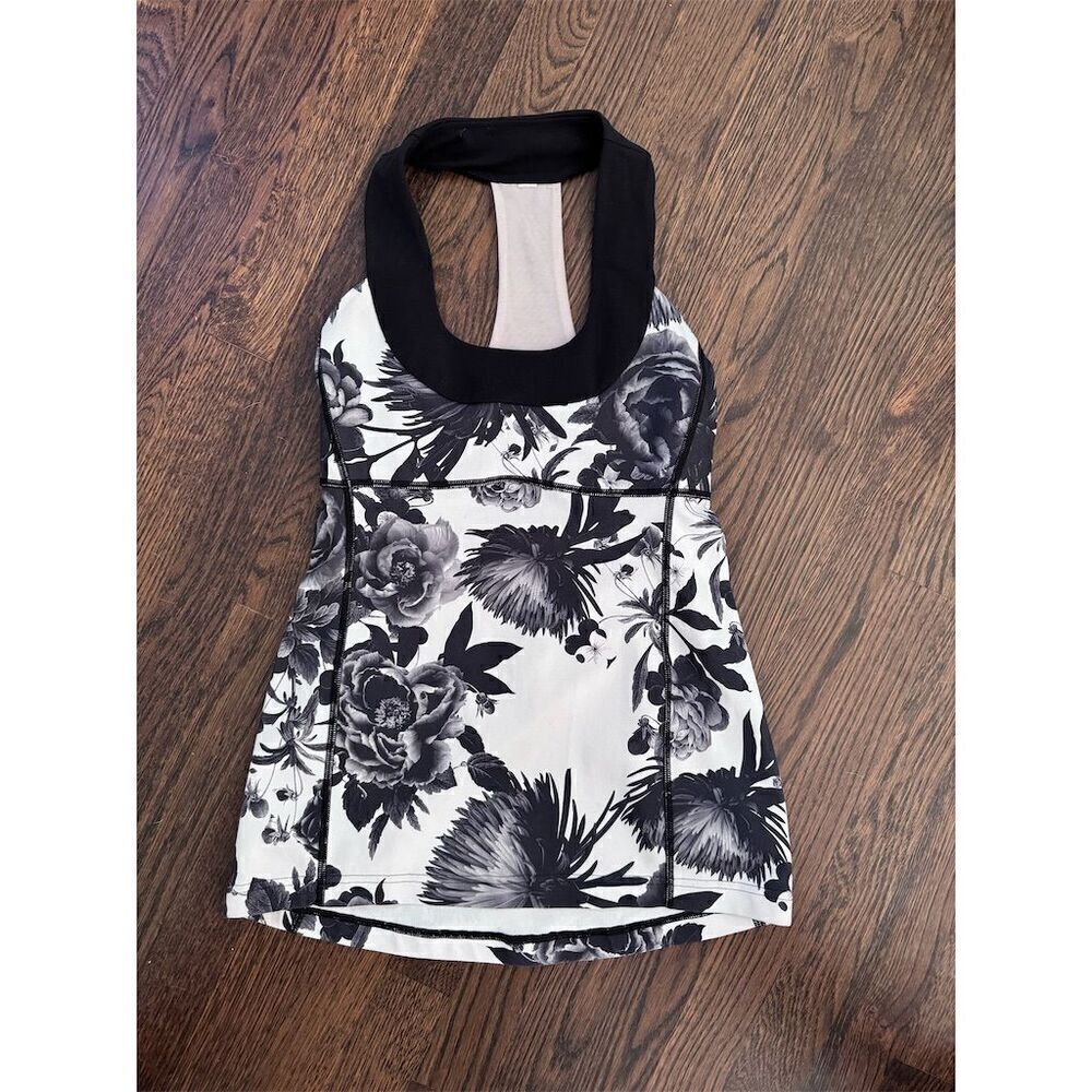 Lululemon‎ Women's Scoop Neck Tank Luon Size 6 Brisk Bloom EUC